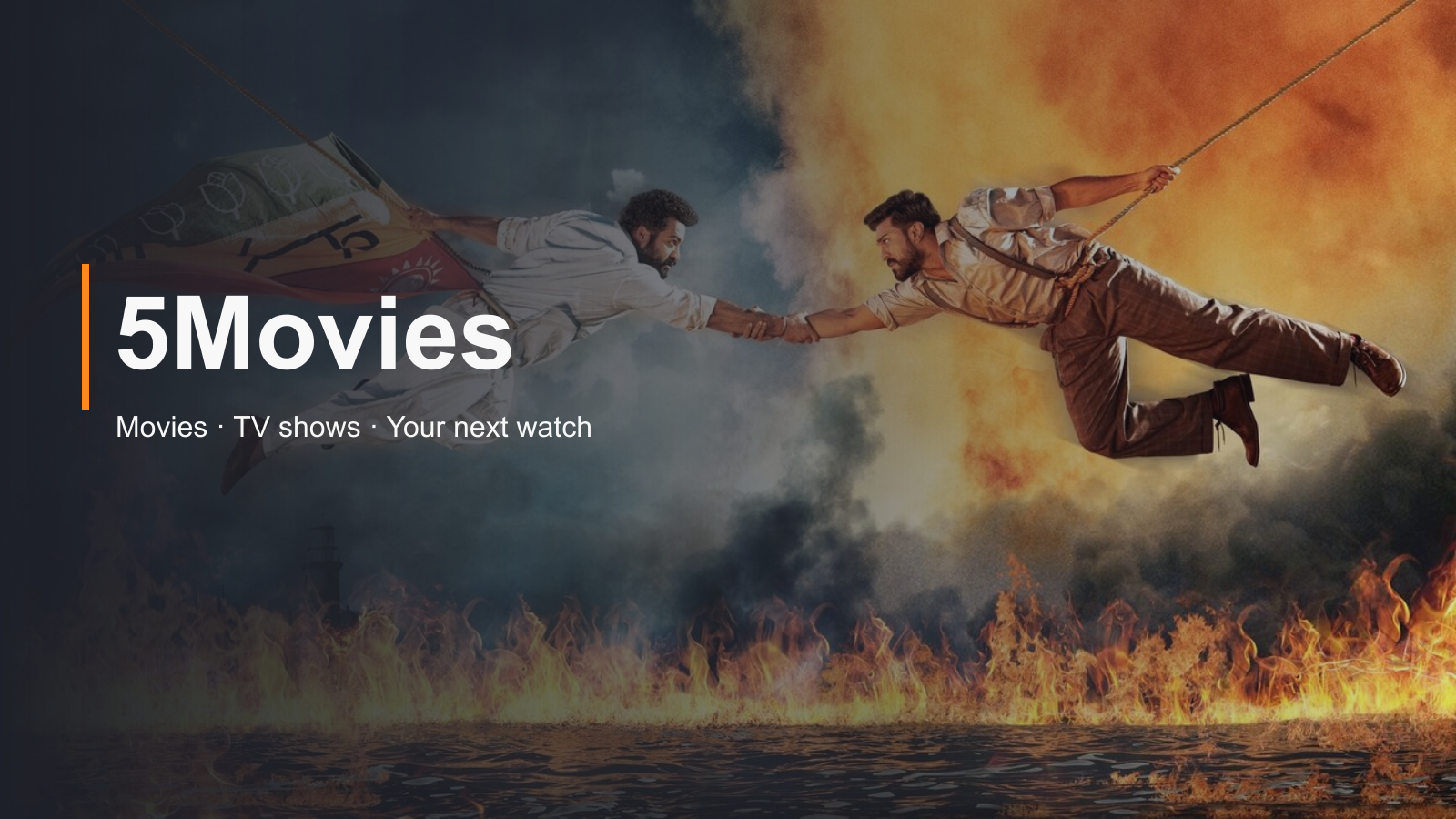 5Movies movie and TV guide with RRR artwork